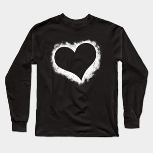 Heart grunge paint splatter black and white Long Sleeve T-Shirt